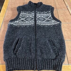 Lost Horizons Vest Mens Sz Large Wool Gray Full Zip Hand Crafted Made In‎ Nepal